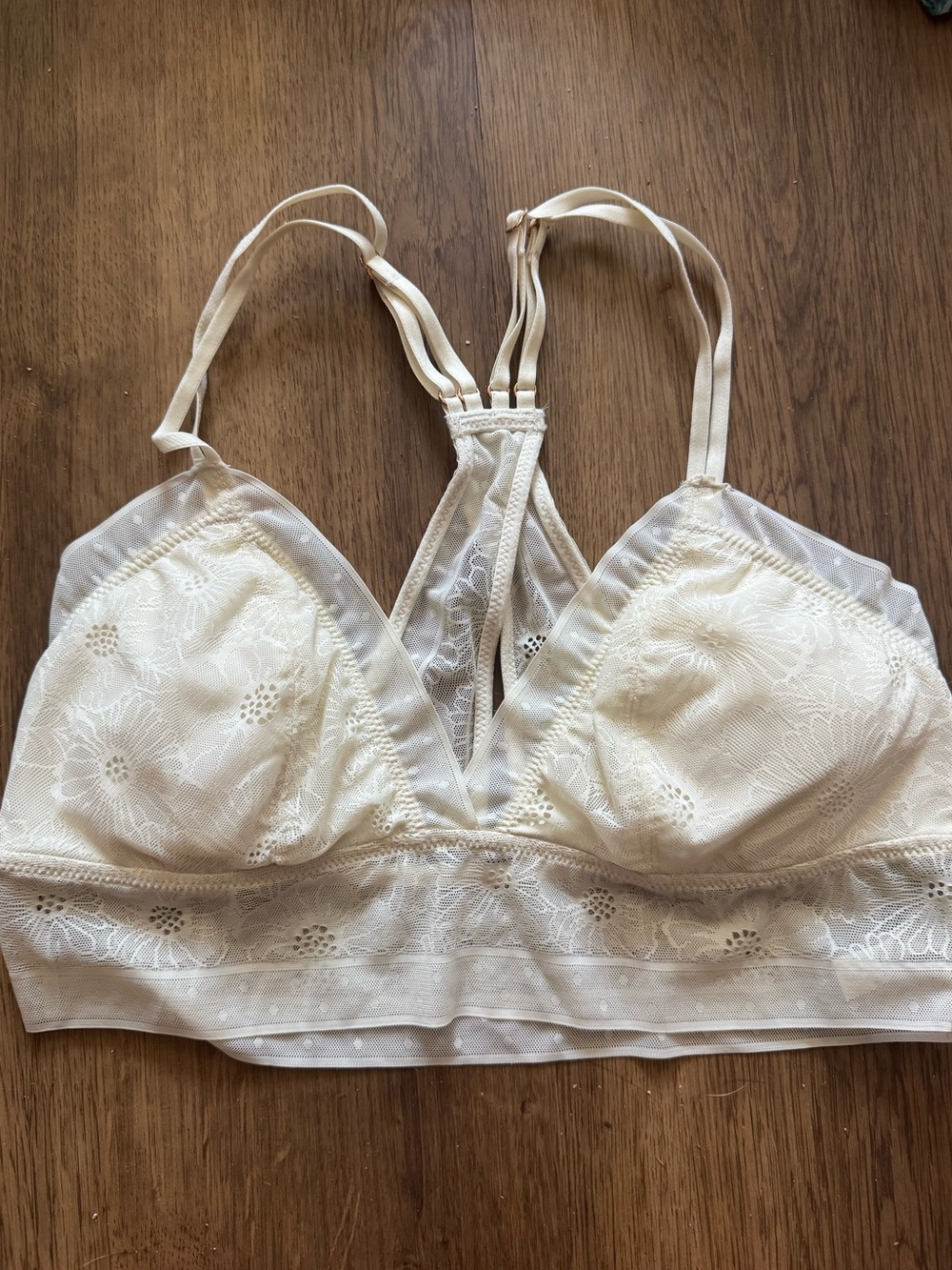 aerie Ivory Lace Bralette with Strappy Racerback